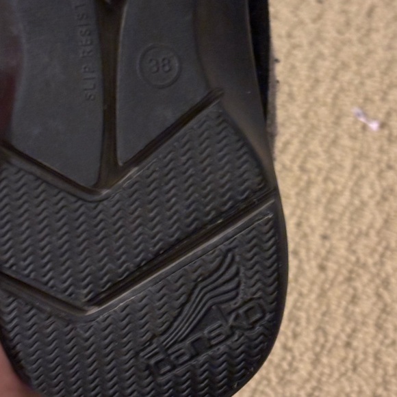 Dansko Black and Gray Slip-Ons 39
